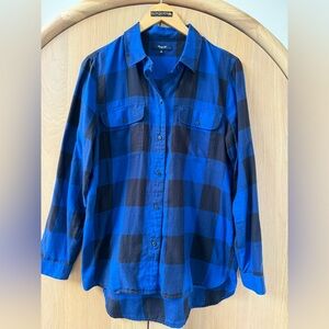 Madewell Button Down Shirt Navy Black Buffalo Plaid Size M